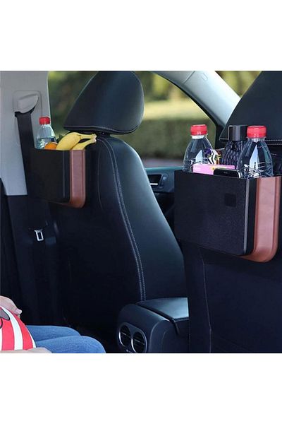 COOYA Car trash can, foldable, hanging storage, waterproof and durable, easy to install, black