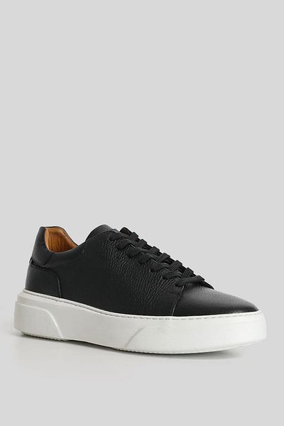 Lufian Pánské kožené tenisky Tommy Black White