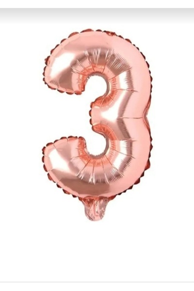 ATAKENT PARTİ 3 Rosegold Numbers Foil Balloons - Large Size 76 cm