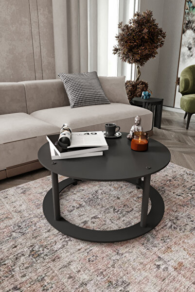 Halımax HOLE Masivo Orta Sehpa R:70 CM YUVARLAK SİYAH