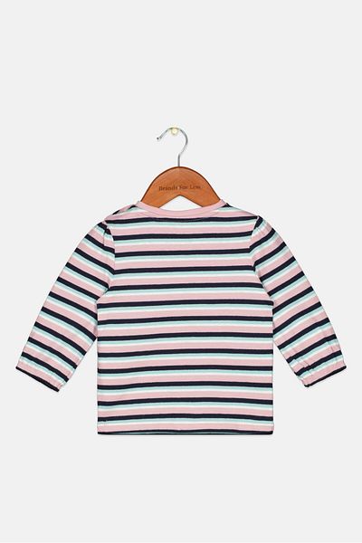 s.Oliver Toddlers Girl Crew Neck Stripe Long Sleeve Tops, Pink Combo