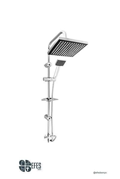 Efes Krom Duş Seti / Tepe Duş Seti Paslanmaz Primelux Krom Siyah Detaylı