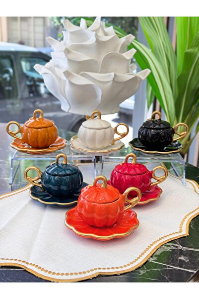 Onedekor 6-Piece Colorful Luxury Pumpkin - Coffee Cup with Lid