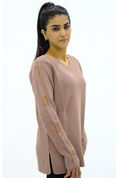 Tuğra V-Neck Sleeve Detailed Knitwear Sweater