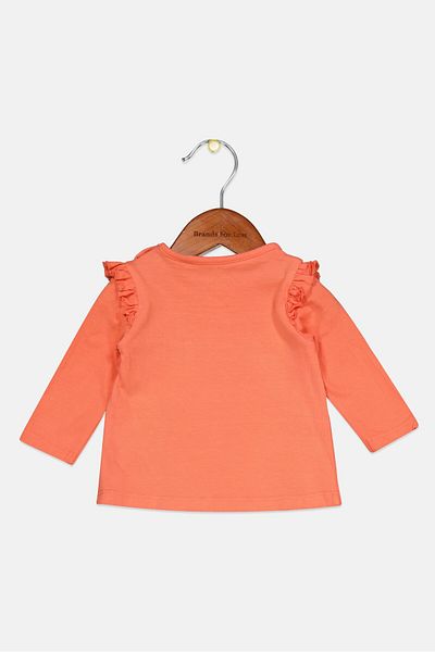 s.Oliver Toddlers Girl Crew Neck Printed Long Sleeve Tops, Coral
