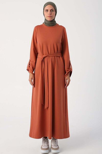 ALLDAY Cinnamon01-Sleeves Epaulettes Sashed Dress