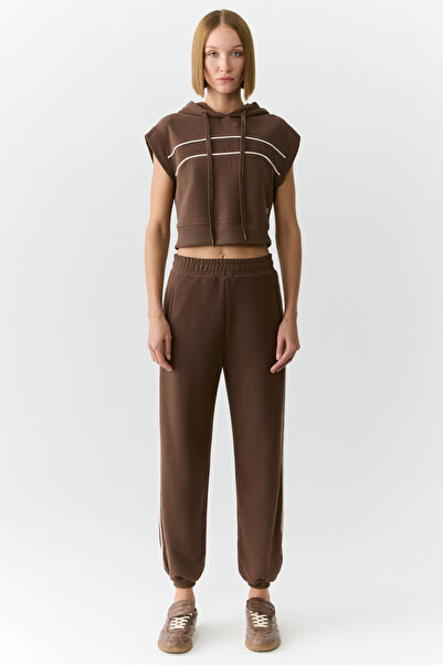 Urban Beat Γυναικεία καφέ φούτερ DREA με ελαστική μέση και πόδια