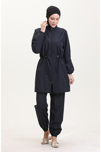sefamerve Hijab-Badeanzug mit Reißverschluss 9002-04 Marineblau