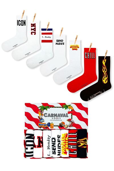 CARNAVAL SOCKS Σετ 7 γραπτές αθλητικές κάλτσες Nyc - Colorful 1040
