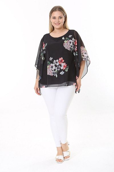 modayız Plus Size Patterned Chiffon Blouse 18D-2540