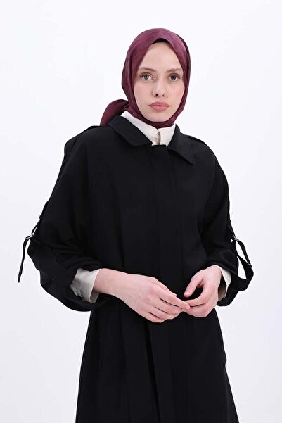 ALLDAY Siyah-Kolu Apoletli Düğmeli Trençkot