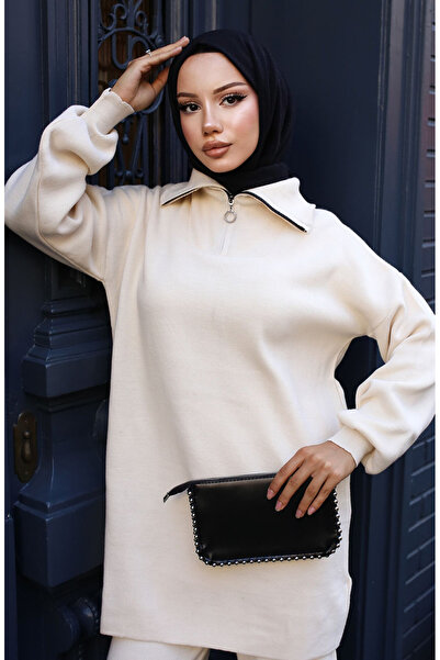 sefamerve Detailní úpletový límec na zip - 11017-02 Stone