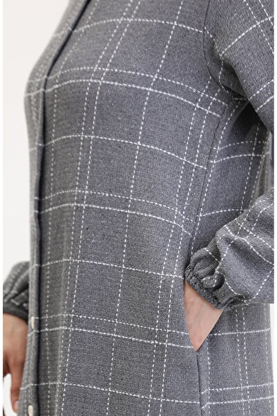sefamerve Gray Tweed Tunic - Buttoned