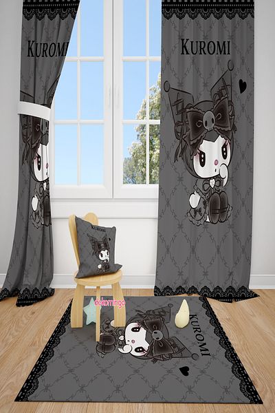 dekomingo Black Lace Kuromi̇ 2 Wing Fon Curtain
