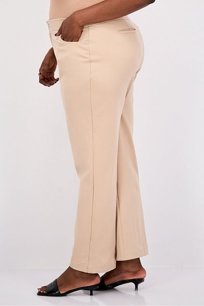 Anne Klein Women Plus Size Plain Straight Leg Pants, Brown