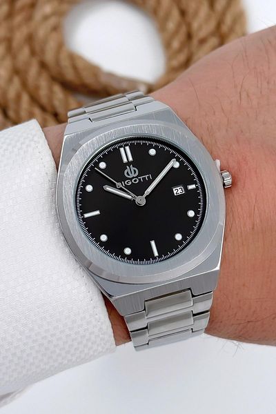 Bigotti Men's Silver-Black Wristwatch - All Functions Active Sdb004