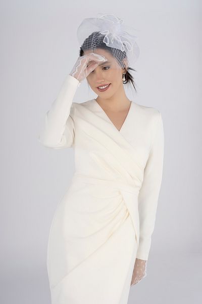 PEARL Elegant White Pleated Long Promise Dress - Wedding and Wedding Evening Dress with Minimal and Elegance