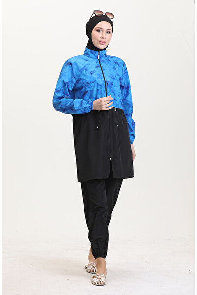 sefamerve Saks fekete hidzsáb fürdőruha - elasztikus derék és cipzár 9001A-01