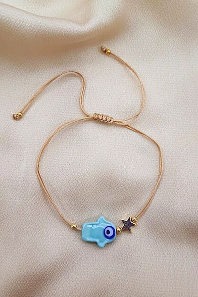 PETEK AKSESUAR Fatmaanaeli Evil Eye Handmade Glass Murano Anklet Bracelet