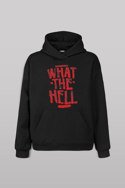 Kendim Seçtim Hanocă cu glugă neagră - What The Hell Sweet Text Printed