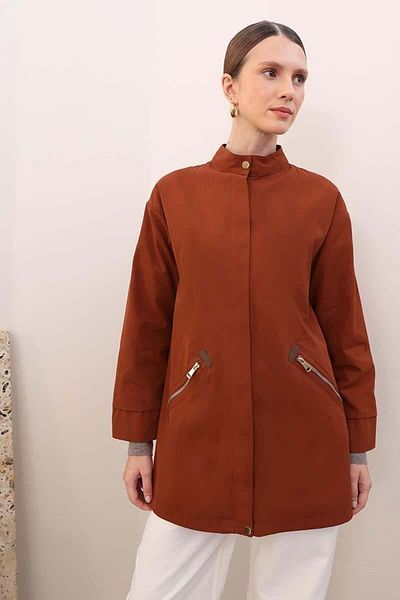 ALLDAY Tile-Pocket Zippered Trench Coat