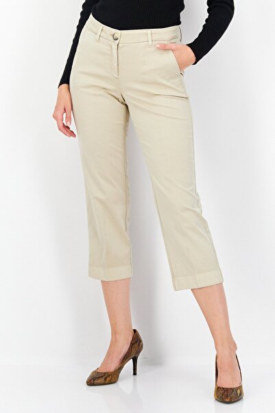 ZERO بنطلون شينو سادة بقصّة Slim Fit للنساء، لون بيج