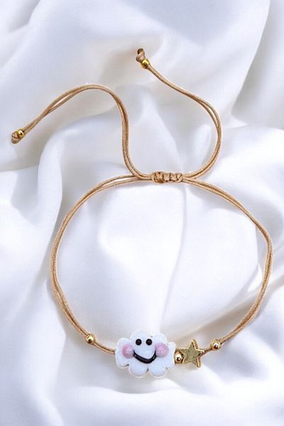 PETEK AKSESUAR Bulut Smile Handmade Glass Murano Anklet Bracelet