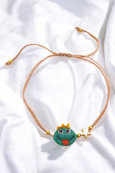 PETEK AKSESUAR Frog Handmade Glass Murano Anklet Bracelet