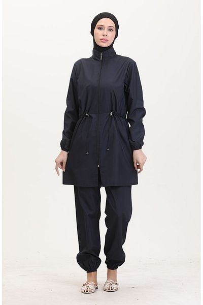 sefamerve Hijab-Badeanzug mit Reißverschluss 9002-04 Marineblau