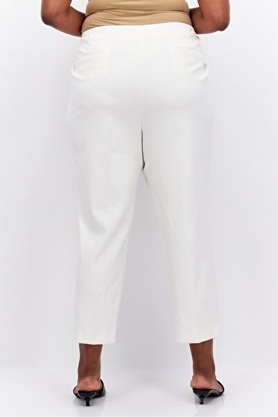 Anne Klein Women Plus Size Plain Cropped Pants, Beige