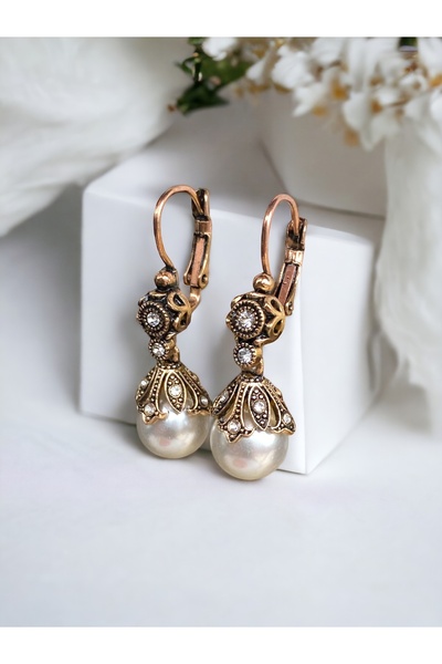 FAYRA ACCESSORIES Kristal Taşlı İnci Küpe