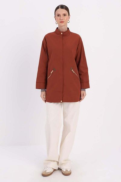 ALLDAY Tile-Pocket Zippered Trench Coat