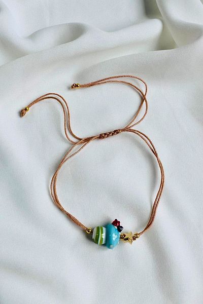 PETEK AKSESUAR Mushroom Handmade Glass Murano Anklet Bracelet