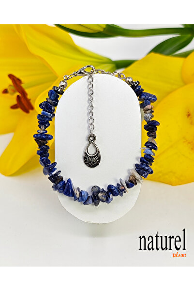 Naturel Tılsım سوار نسائي من الحجر الطبيعي سوداليت - حجر طبيعي مكسور - سوار هدية