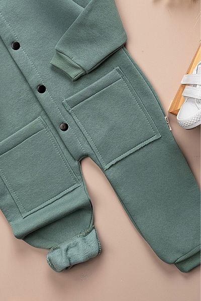 Beniizle Winter Children's Jumpsuit - 3 Thread, Hooded, Hooded, Double Pocket and Snap Button