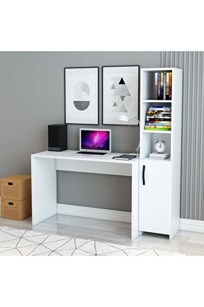 izcodesign Beyaz Kitaplık | Dolap | Çalışma ve Bilgisayar Masası – Modern Ofi...