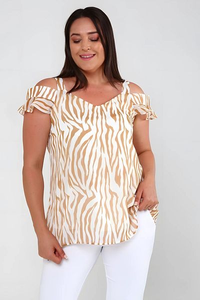Hanezza Plus Size Zebra Patterned Chiffon Blouse: Feminine Elegance and Comfort
