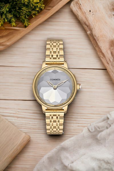 COMMES Gold-Gold Color Steel Band Steel Case Women's Wrist Watch Sdcms037