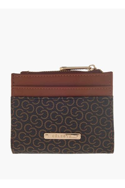 Celeste Monogram Print Bi-Fold Wallet with Flap Closure
