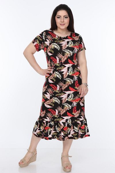modayız Short Sleeve Long Plus Size Dress 10d-1010