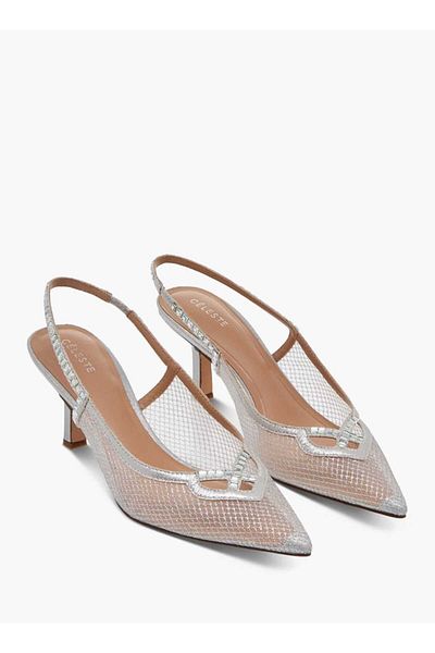 Celeste Women's Embellished Slingback Shoes with Kitten Heels