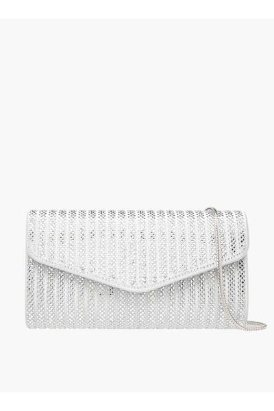 Celeste Embellished Clutch with Detachable Chain Strap and Flap Closure