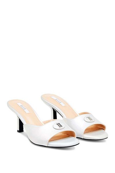 ELLE Women's Slip On Kitten Heels with Decorative Vamp