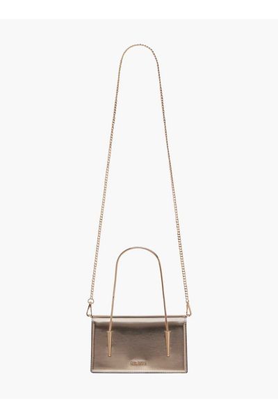 Celeste Solid Crossbody Bag with Button Closure and Chain Strap