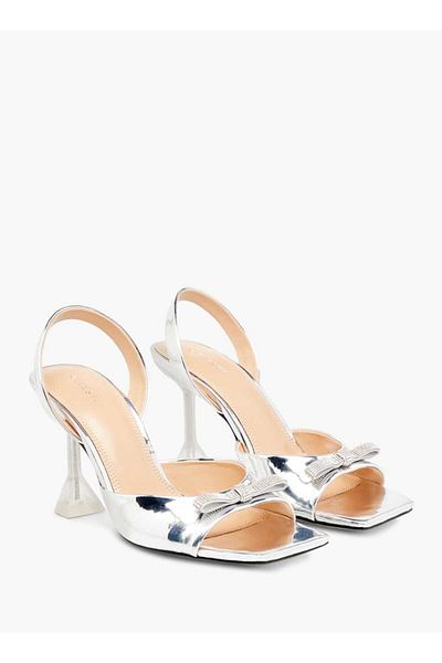 Celeste Women's Bow Accent Slip-On Sandals with Stiletto Heels