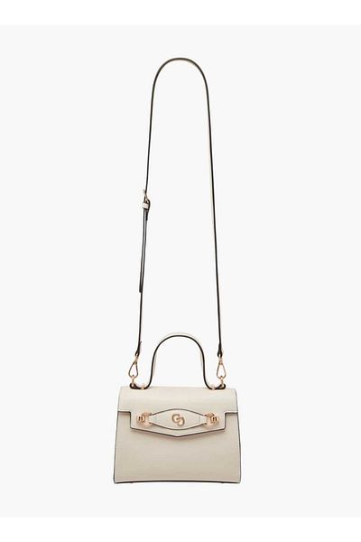 Celeste Solid Satchel Bag with Detachable Strap and Button Closure