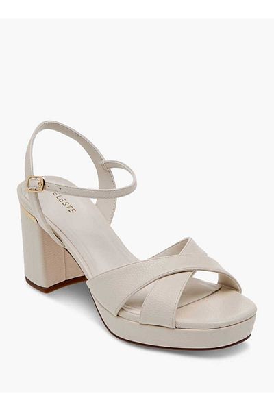 Celeste Women's Textured Sandals with Block Heels and Buckle Closure