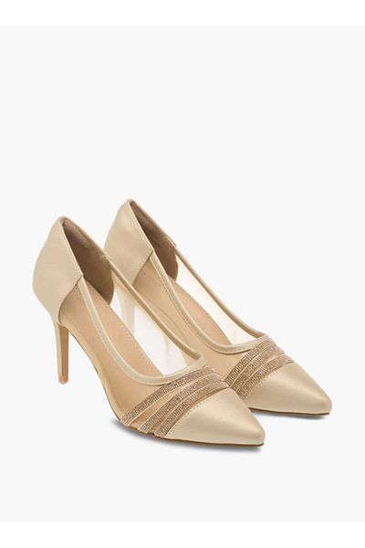 Flora Bella by Shoexpress Flora Bella Women's Metallic Stilettos with Rhinestones and Slip-On Closure