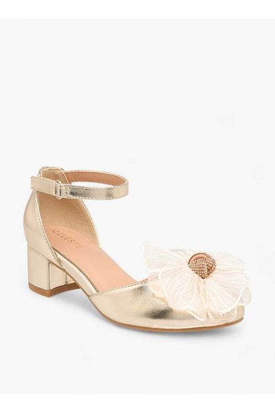 Celeste Girls' Floral Embellished Shoes with Hook and Loop Closure