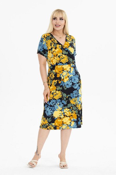 modayız Double Breasted Collar Black Plus Size Dress 10B-2388